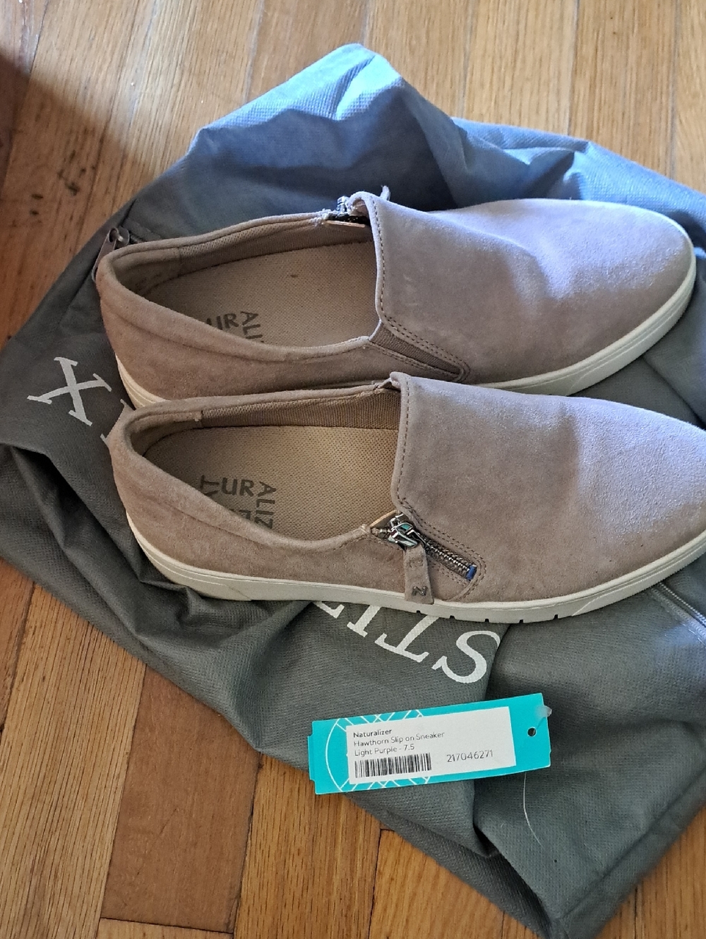 Naturalizer Taupe Suede Women's Slip-On Loafers